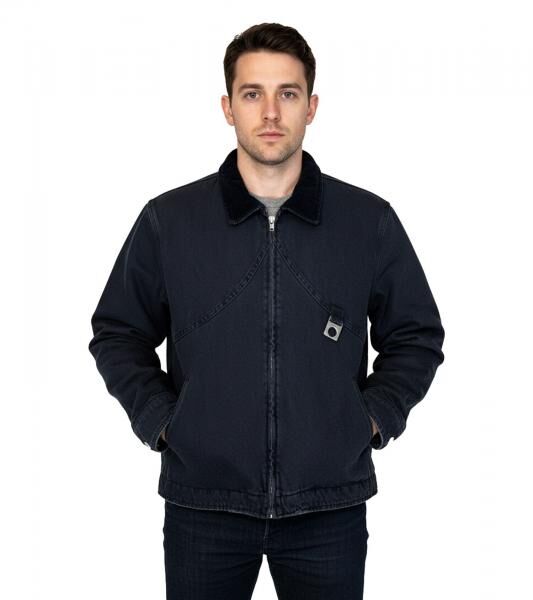 ROUGH. Herren Jeans-Jacke mit Rei&szlig;verschluss &Uuml;bergangs-Jacke Herbst-Jacke Schwarz