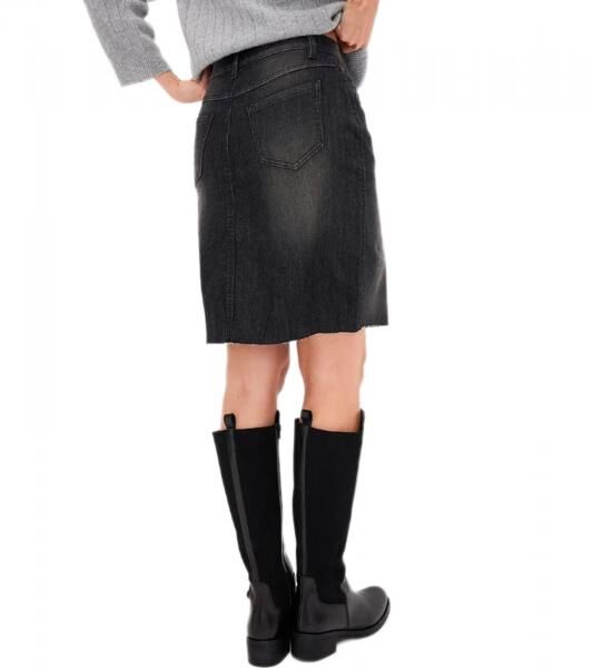 Damen Denim-Rock mit Strasssteinen Jeans-Rock Baumwoll-Rock Mini-Rock 918098 Schwarz/Grau