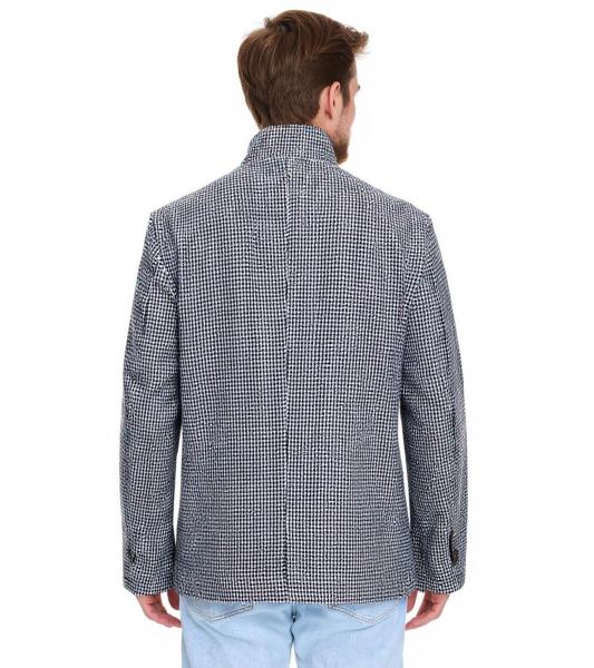 Herren &Uuml;bergangs-Jacke mit Hahnentritt-Muster Herbst-Jacke 957466 Schwarz/Wei&szlig;