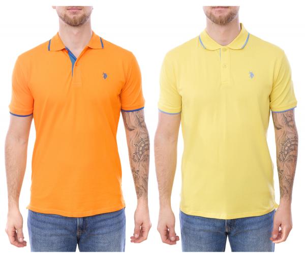 U.S. POLO ASSN. Herren Polo-Shirt Basic-Shirt Baumwoll-Shirt Kurzarm-Shirt 197 63899 52520 Gelb oder Orange
