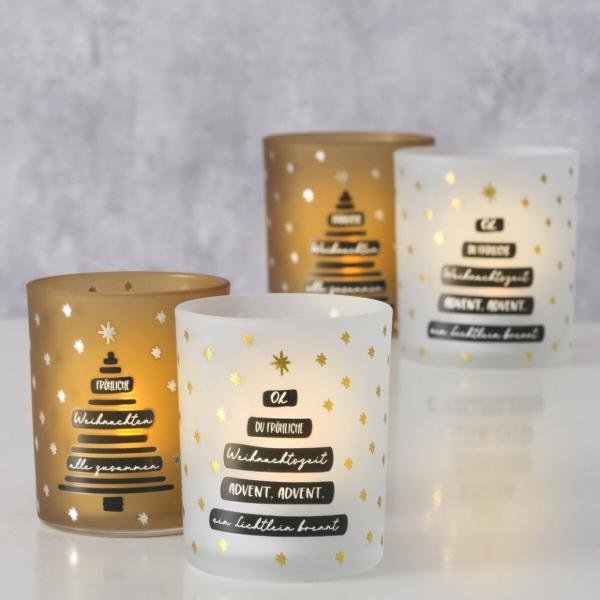 Boltze Teelichthalter Weihnachten 10 cm, 2er-Set in verschiedenen Ausführungen