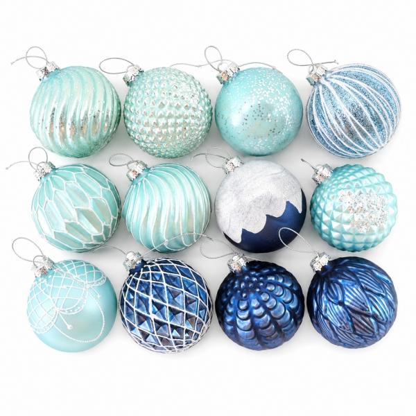 Weihnachtskugel aus Glas, 6 cm, 12 Stück, gemischt