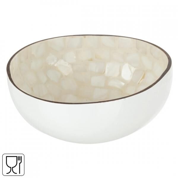 J-line Schale Koko weiß mit Intarsien 13 cm