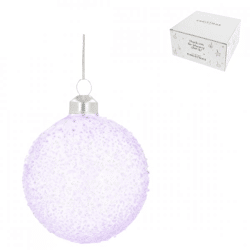 Kerstbal glas spikkel paars 10 cm 4 stuks