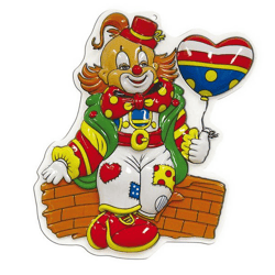 Wand-Deko Mini Clown auf Mauer - 40 cm