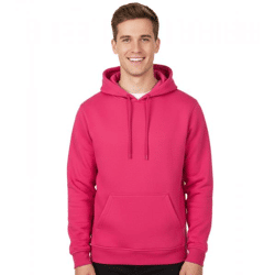 DEF MERCH Herren Kapuzen-Pullover Baumwoll-Hoodie mit Eingriffstaschen Sweater BY011 Hibiskus Pink