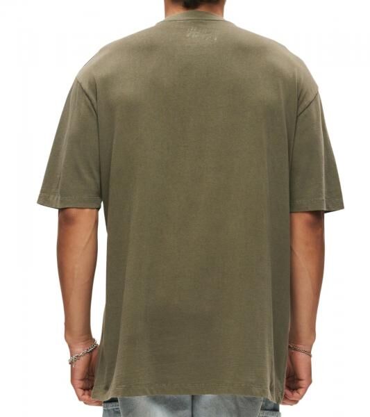 RE:COVERED X PUBLIC ENEMY Herren T-Shirt Baumwoll-Shirt mit gro&szlig;em Print Rundhals-Shirt RCBVD3836 Khaki