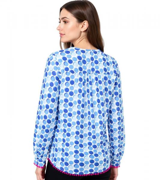 ZWILLINGSHERZ P&uuml;nktchen Damen Sommer-Bluse Tunika-Shirt mit Polka Dots 33215-86 Blau/Wei&szlig;/Pink
