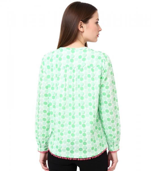 ZWILLINGSHERZ P&uuml;nktchen Damen Sommer-Bluse Tunika-Shirt mit Polka Dots 33215-69 Gr&uuml;n/Wei&szlig;/Pink