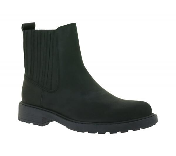 Elegante Clarks Orinoco2 Mid Echt-Leder Damen Chelsea-Boot Stiefelette 26161664 Schwarz