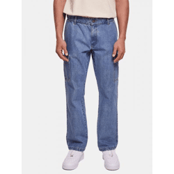 lässige Urban Classics Herren Jeans Straight Fit Reißverschluss Taschen mit Baumwolle Blau