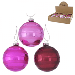 Boltze Glas-Weihnachtskugel „Colors“, 8 cm, 3er-Set, sortiert