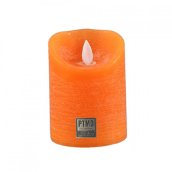 PTMD LED-Stumpenkerze, batteriebetrieben, Größe S, orange, 7,5 x 10 cm