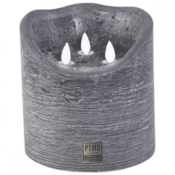PTMD LED-Stumpenkerze, batteriebetrieben, XXL, grau, 15 x 15 cm