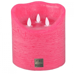 PTMD LED-Stumpenkerze, batteriebetrieben, XXL, leuchtend rosa, 15 x 15 cm