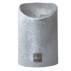 PTMD LED-Stumpenkerze, batteriebetrieben, L, silberfarben, 10 x 15 cm