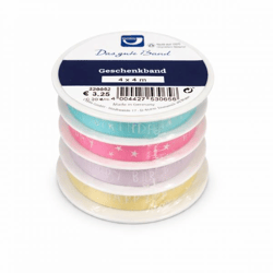 Horn Geschenkband Happy Birthday pastell 4 m Satz von 4