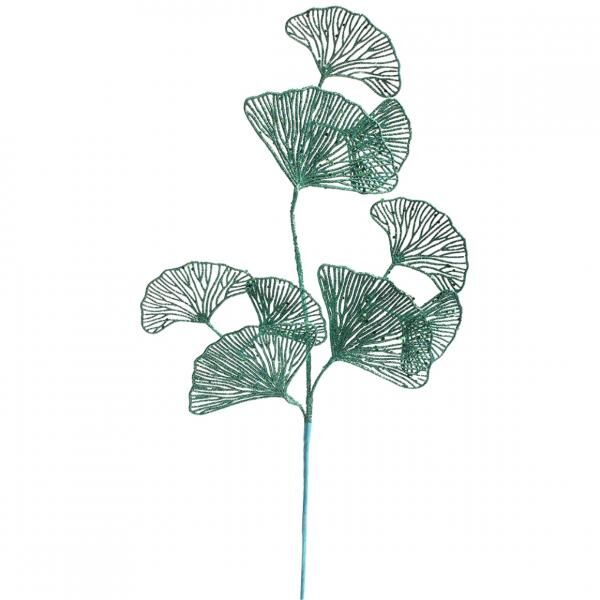 Artificial branch Ginko glitter green 70 cm