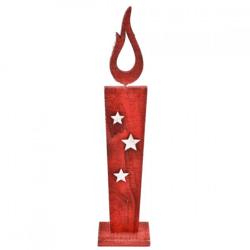 Statue Kerze LED auf Batterie Holz rot 36 cm