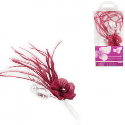 Corsage artificial flower bordeaux 14 cm