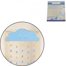 Door curtain baby shower blue/gold 193 cm