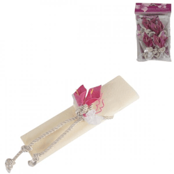 Napkin ring rope with flower decoration pink 4 pcs.
