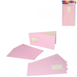 Invitation cards and envelopes pink 5 pcs.