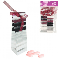 Gift bag striped bordeaux 15 cm 6 pcs.