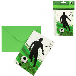 Einladungskarten Fußball 14 cm 8 Stück.