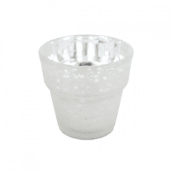 Teelichthalter Basic mattiertes Glas silber 7 cm