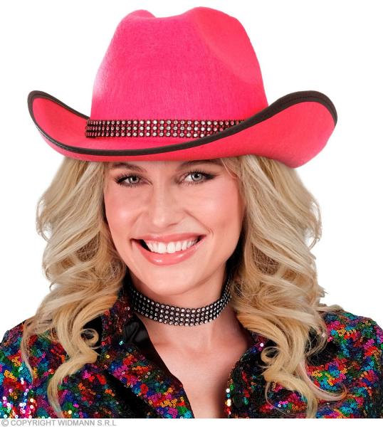 COWBOYHUT MIT STRASSBAND aus Filz - pink