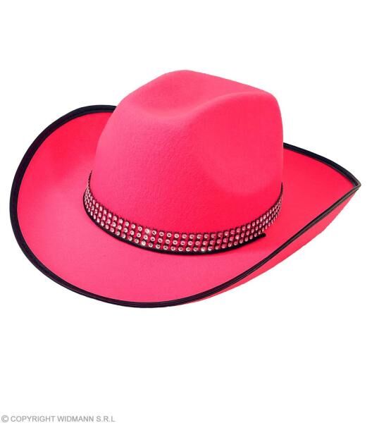 COWBOYHUT MIT STRASSBAND aus Filz - pink