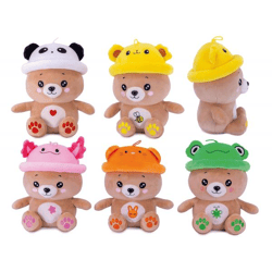 Kawaii Bär mit Tier-Hut - 6-fach sortiert - 25 cm