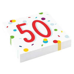 Confetti Birthday - 20 Servietten Birthday 50 - 33 x 33 cm