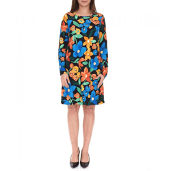 Aniston CASUAL Damen Sommer-Kleid mit Blumen-Print Mini-Kleid Langarm-Kleid 81651920 Schwarz/Gelb/Blau