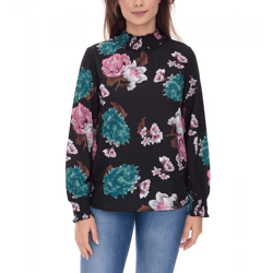 Aniston CASUAL Damen Sommer-Bluse mit floralem Muster Langarm-Shirt 11049069 Schwarz/Rosa/Grün
