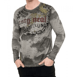 Men's Batik-Style Long-Sleeve Shirt with Urban Print R-10140 Anthracite