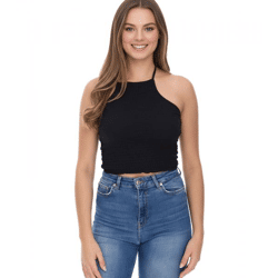 COURSE Damen Crop Top stylisches Sommer-Shirt Tank-Top 900679 Schwarz