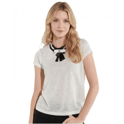 vestino Damen T-Shirt Kurzarm-Shirt mit Schleife Sommer-Shirt 900659 Weiß
