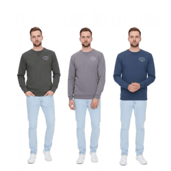 SKY REBEL Herren Rundhals-Pullover Baumwoll-Sweater im Antik-Look H10068C21372A Dunkelblau, Grün oder Grau