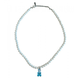 fainz Unisex Pearl Necklace with Bear Waterfall