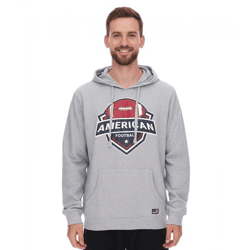 U.S. SPORT AMERICA Herren Hoodie mit Kapuze und großem Schriftzug Baumwoll-Hoodie Sommer-Pullover Freizeit-Hoodie Grau