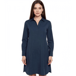 BOYSEN´S Damen Kleid modisches Blusen-Kleid Langarm aus reiner Baumwolle 66338030 Dunkelblau