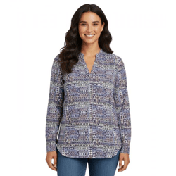BOYSEN`S Damen Blusen-Shirt mit V-Ausschnitt Langarm-Shirt Sommer-Tunika 81925947 Bunt