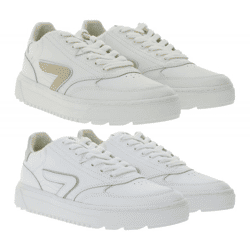 HUB Duke Women's Sneakers with Terry Lining, Genuine Leather Shoes W50008L31-L10 in White/Beige or White/Gray