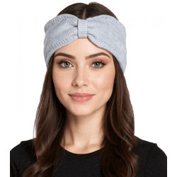 ZWILLINGSHERZ Strick-Stirnband Kaschmir-Stirnband Kopfbedeckung Feinstrick Winter-Stirnband Accessoire 8007 Hellgrau
