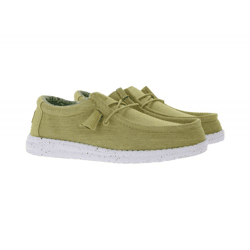 HEY DUDE Wally Washed Canvas Women's Slip-On Shoes in Moccasin Style with Removable Footbed 40296-267 Sand-Beige