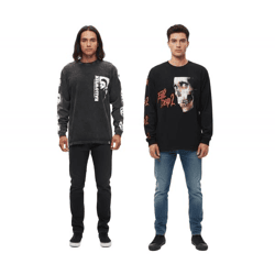 RE:COVERED X Studio Canal Evil Dead 2 oder Halloween Herren Langarm-Shirt mit Film-Print Baumwoll-Longsleeve Pullover Schwarz