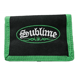Sublime Stylish Strap Wallet with Logo Lettering, Black/Green