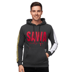 Men's athletic hooded sweatshirt with a large print and lettering on the front Hoodie Pullover 19154 Anthracite